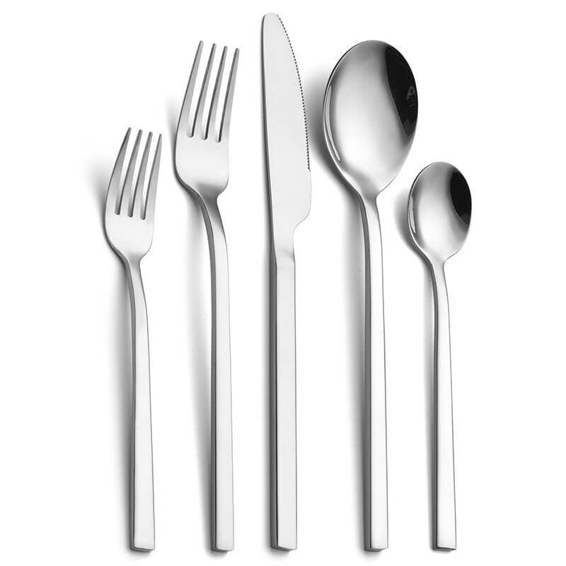 Juego de cubiertos de acero inoxidable moderno plateado 30 piezas