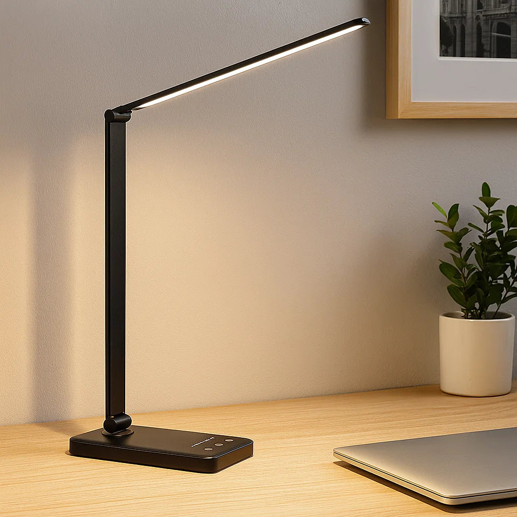 Lámpara de escritorio con LED ajustable y carga USB