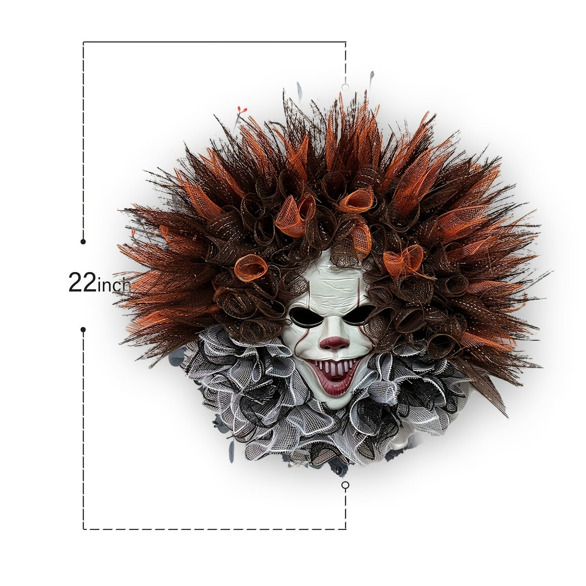 Halloween gruseliger Clown Netzkranz | unheimliche Haustürdekoration