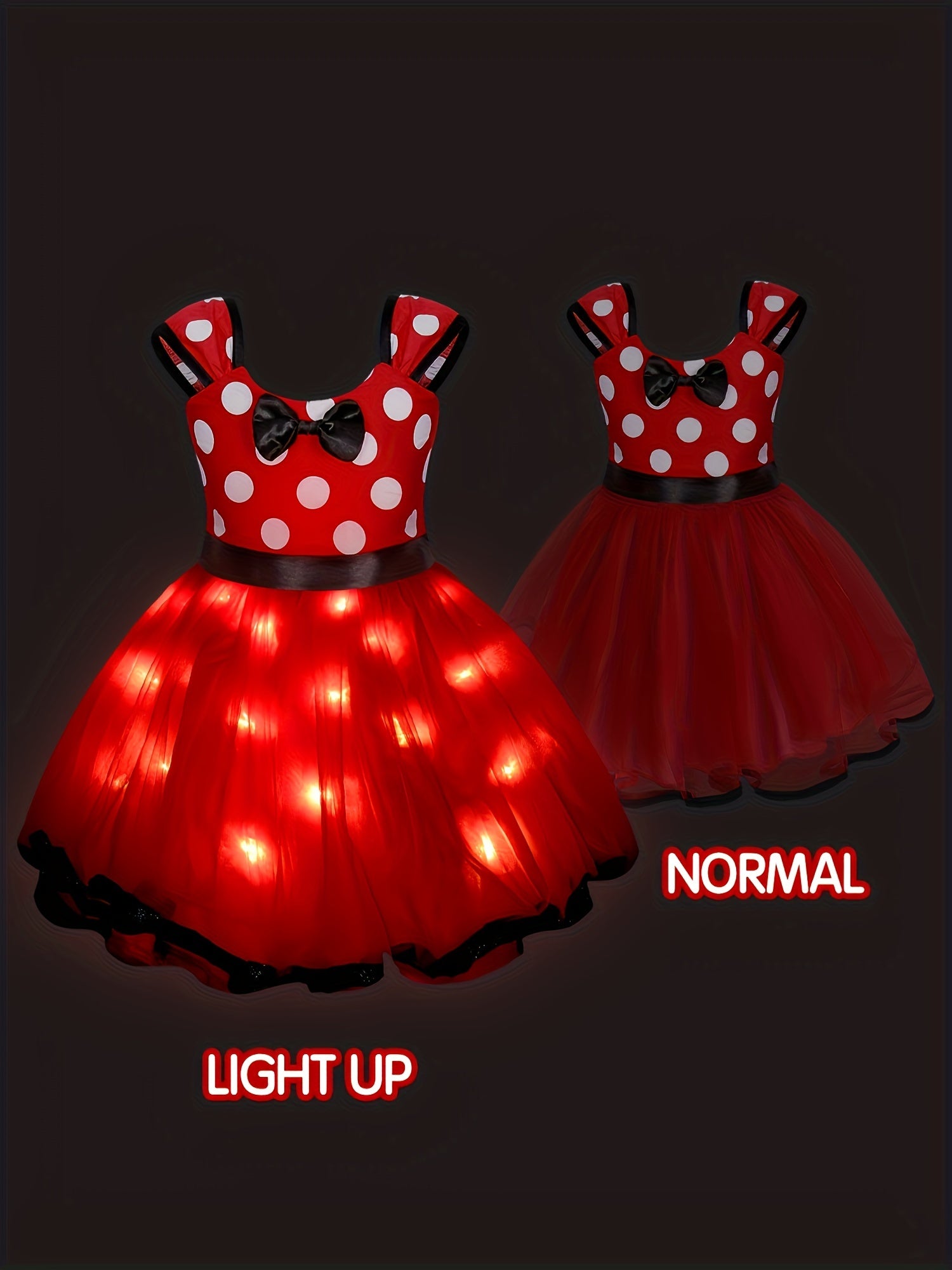 Mädchen Leuchtendes Halloween-Mauskostüm Kleid | Mini