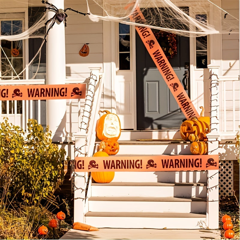 Halloween Warning Tape Plastic Skull Banner