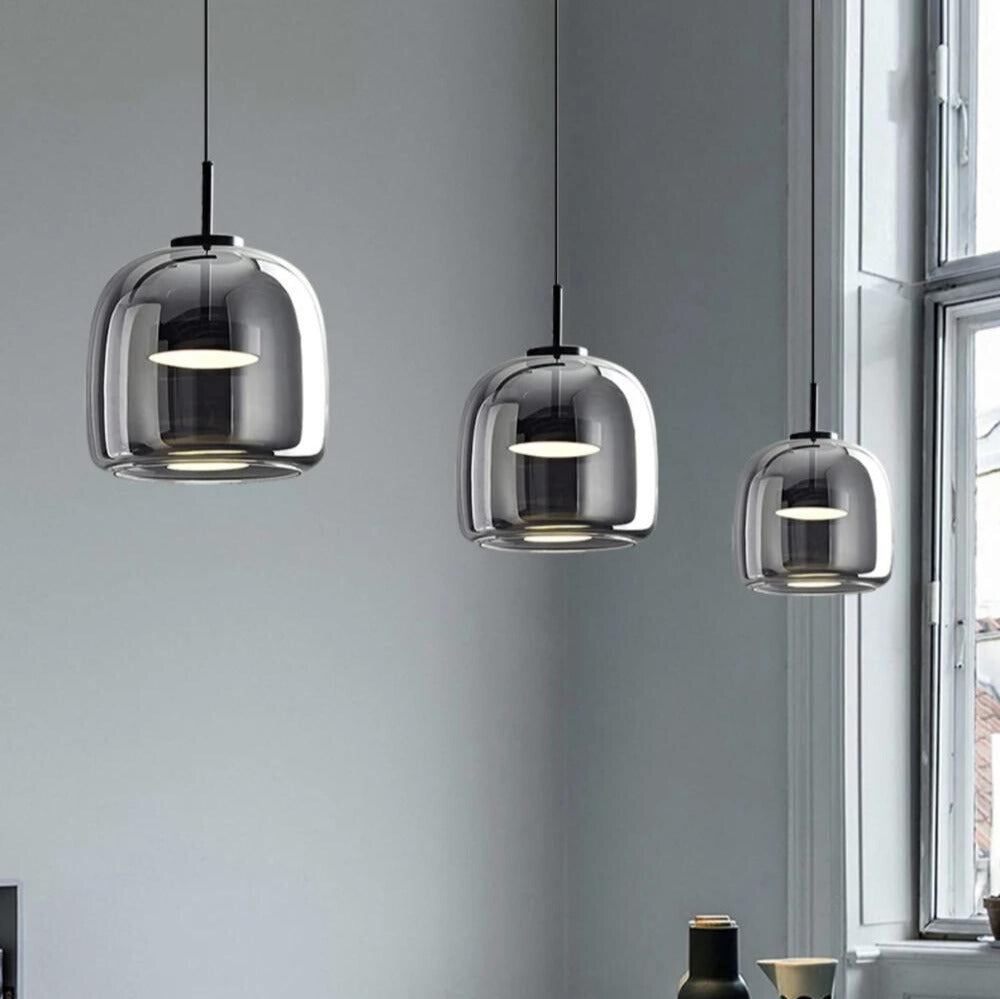 Lámpara de techo colgante de cristal moderna negra