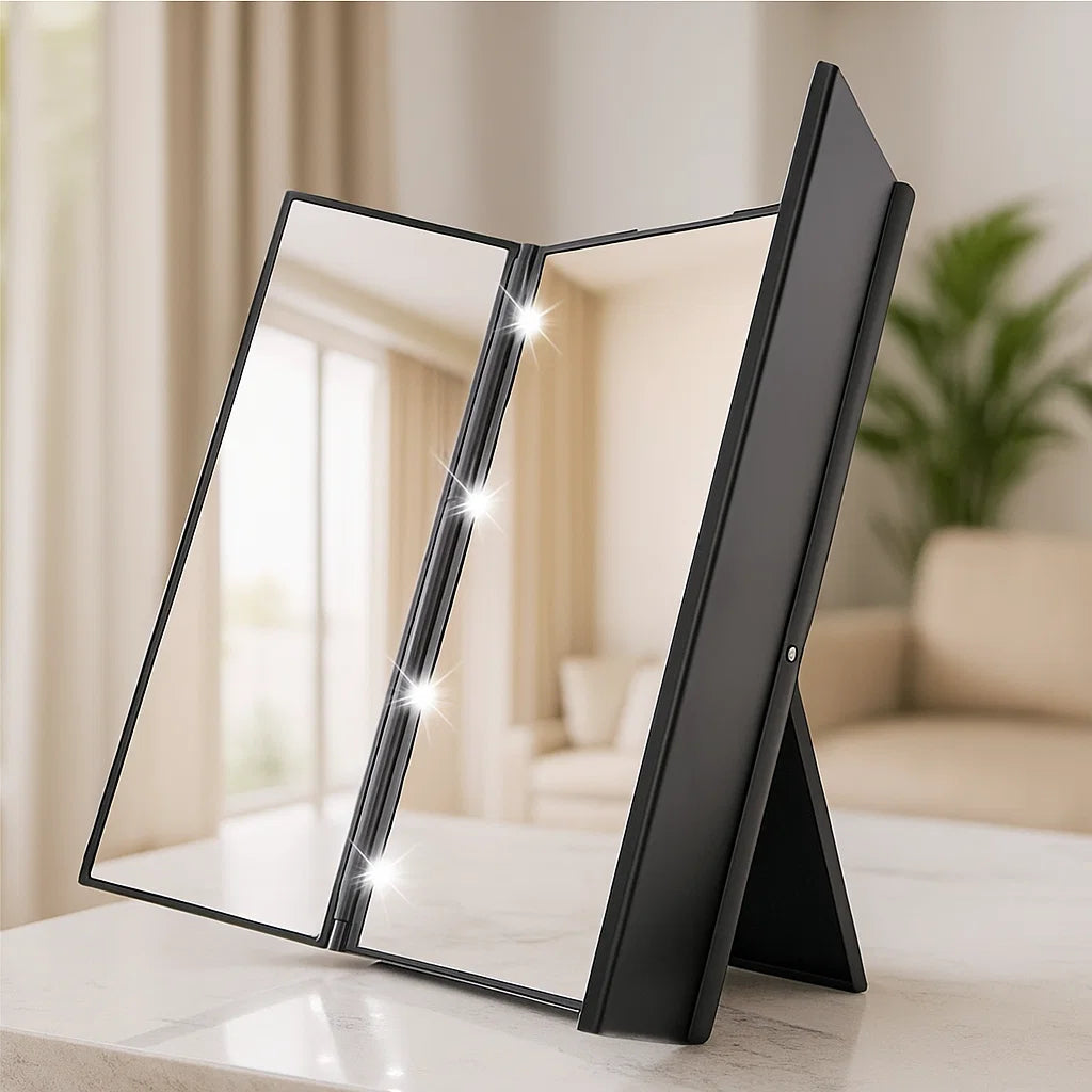 Makeup Mirror with LED Lights and Trifold Design