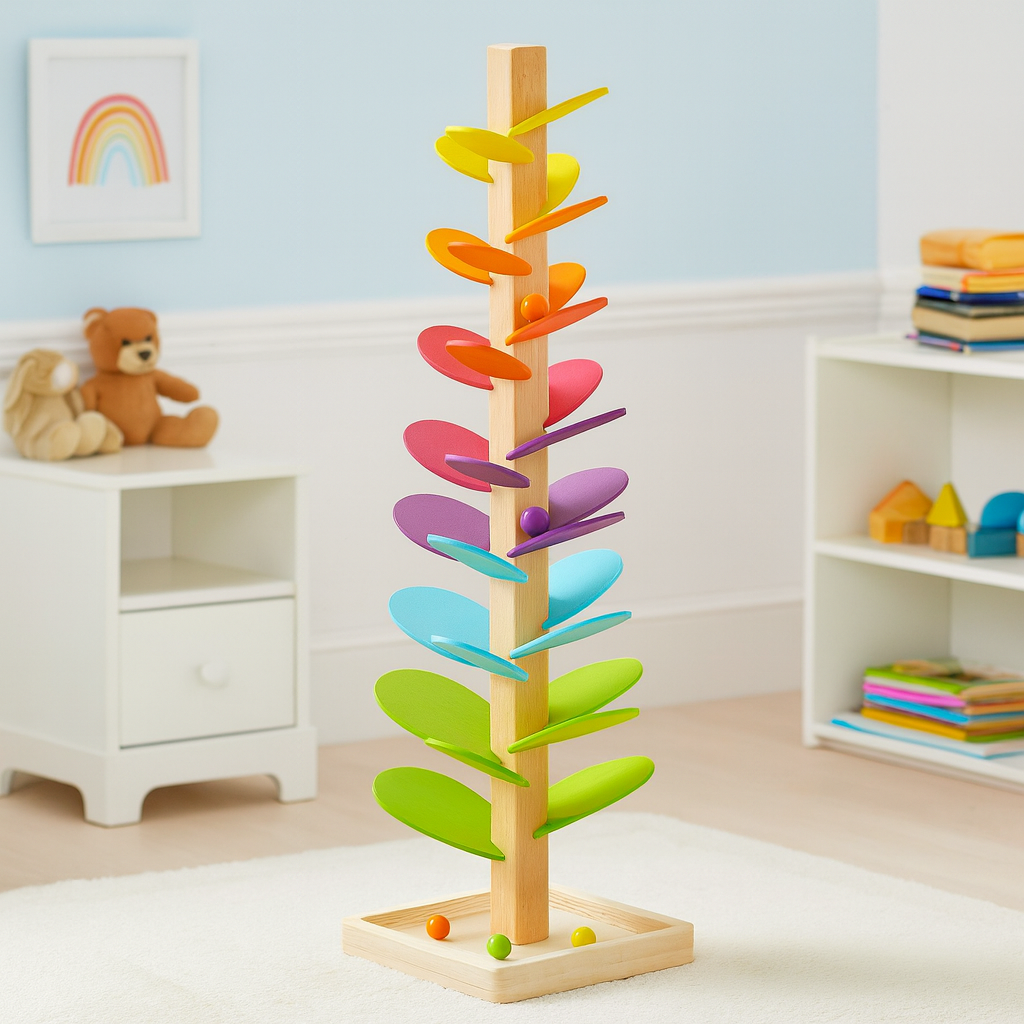 Wooden Rainbow Marble Run Tower