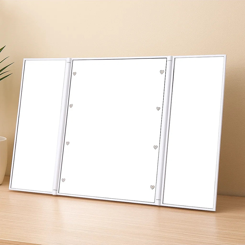 Makeup Mirror with LED Lights and Trifold Design