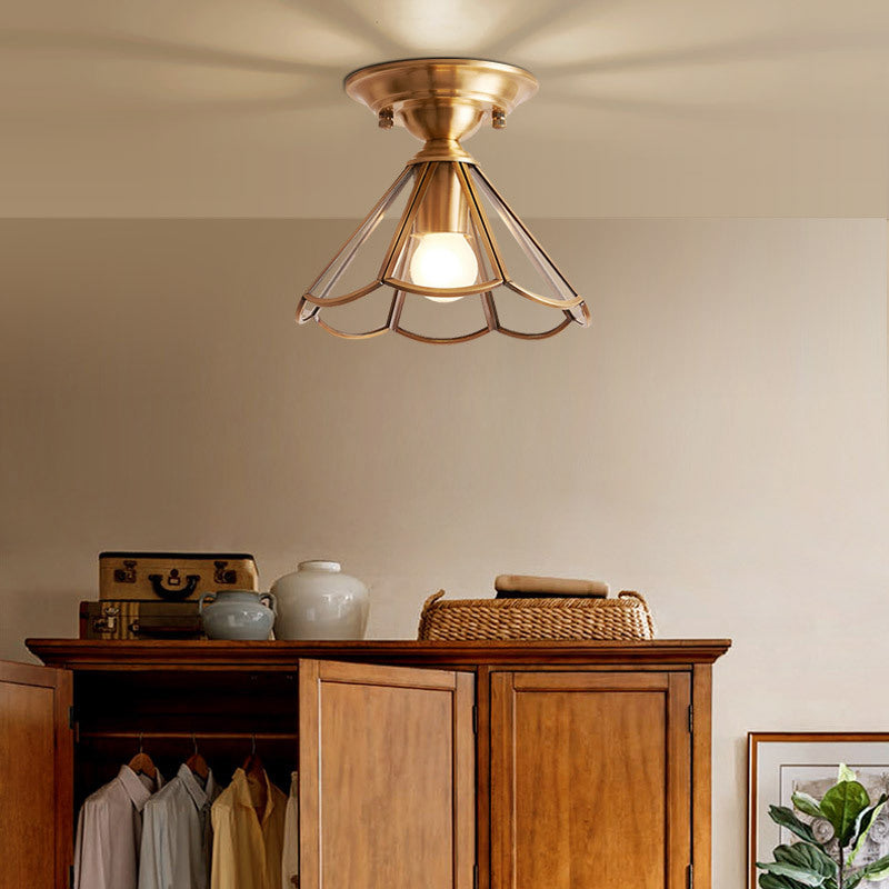 Ceiling Light Brass Metal Flush Mount Fixture