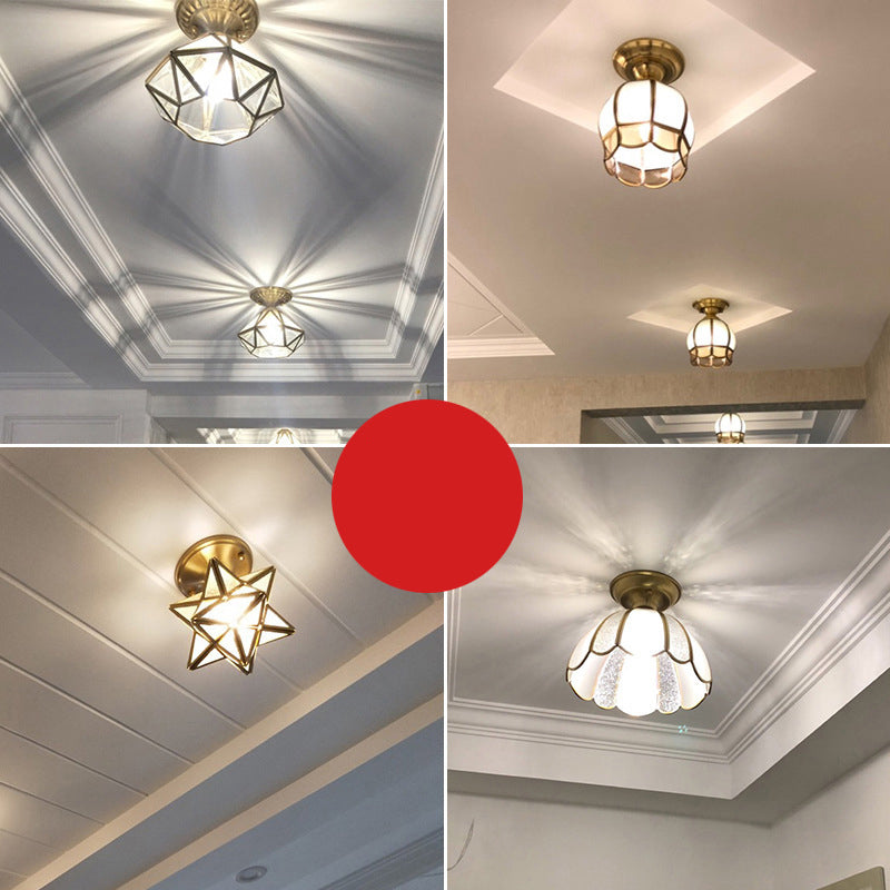 Ceiling Light Brass Metal Flush Mount Fixture