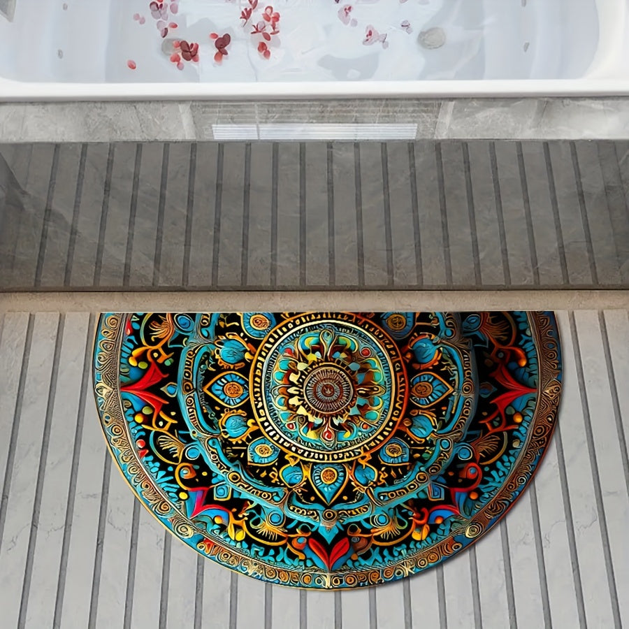 Felpudo medio círculo con diseño de mandala