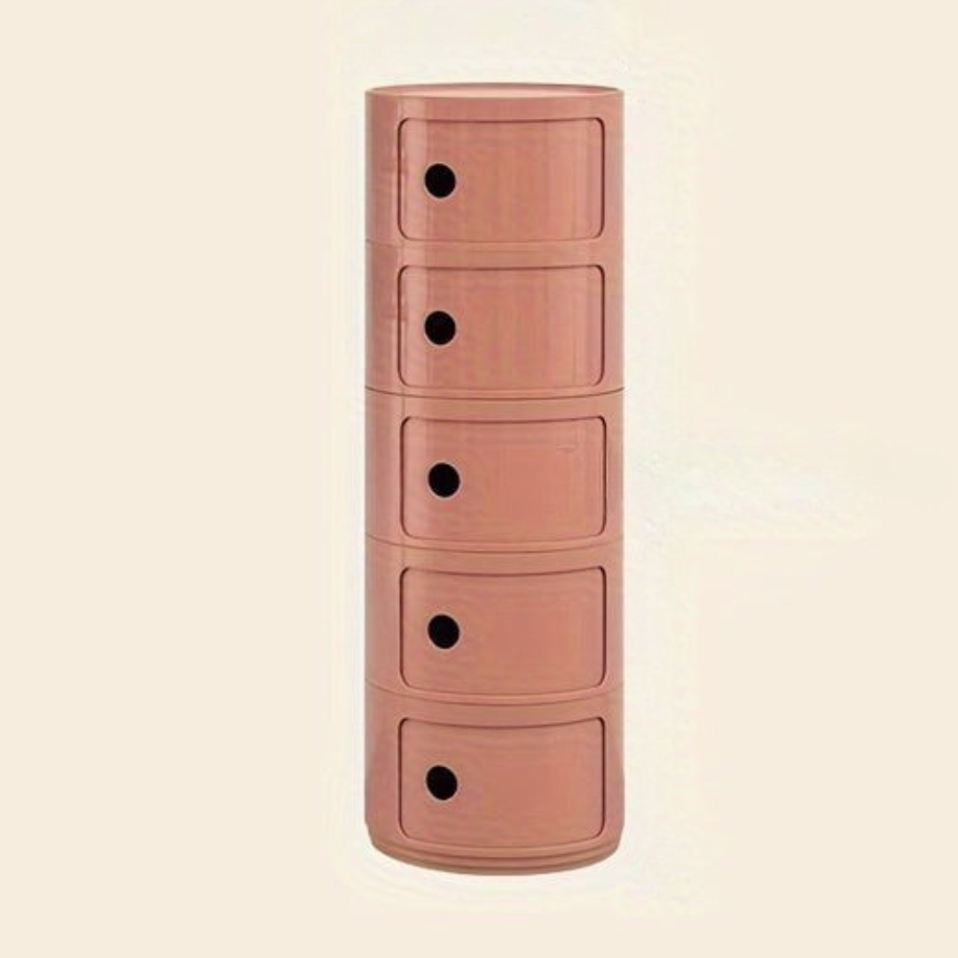 Bedside Table with Round Plastic Storage Drawers