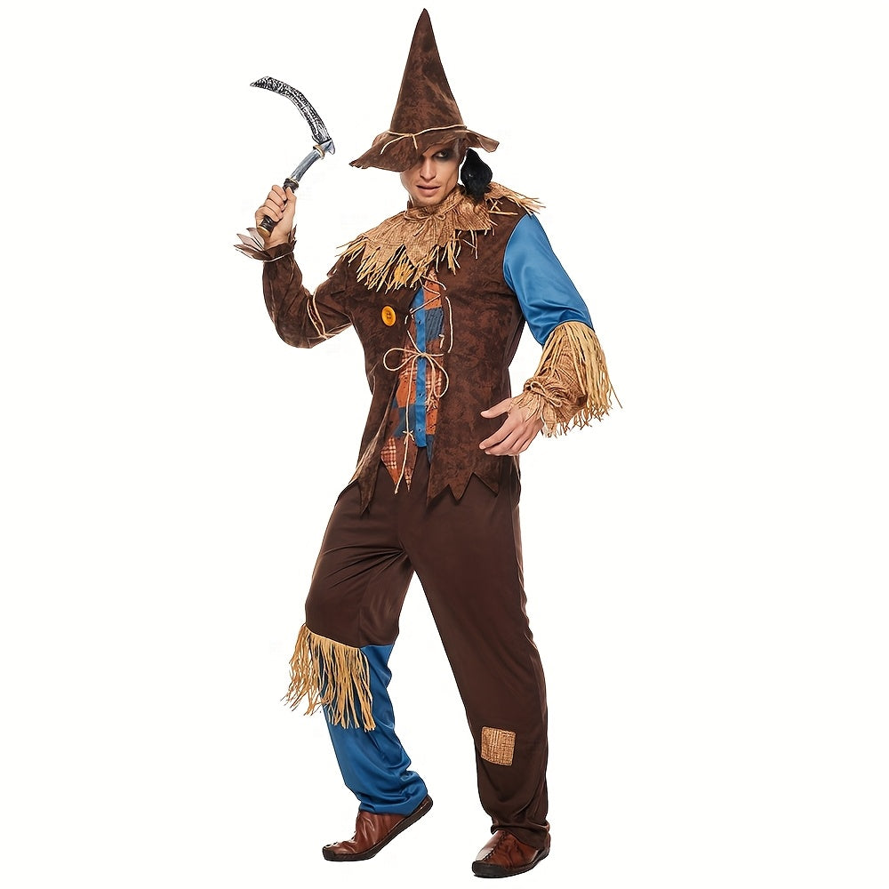Disfraz clásico de espantapájaros de Halloween para hombre con mangas largas | Clásico
