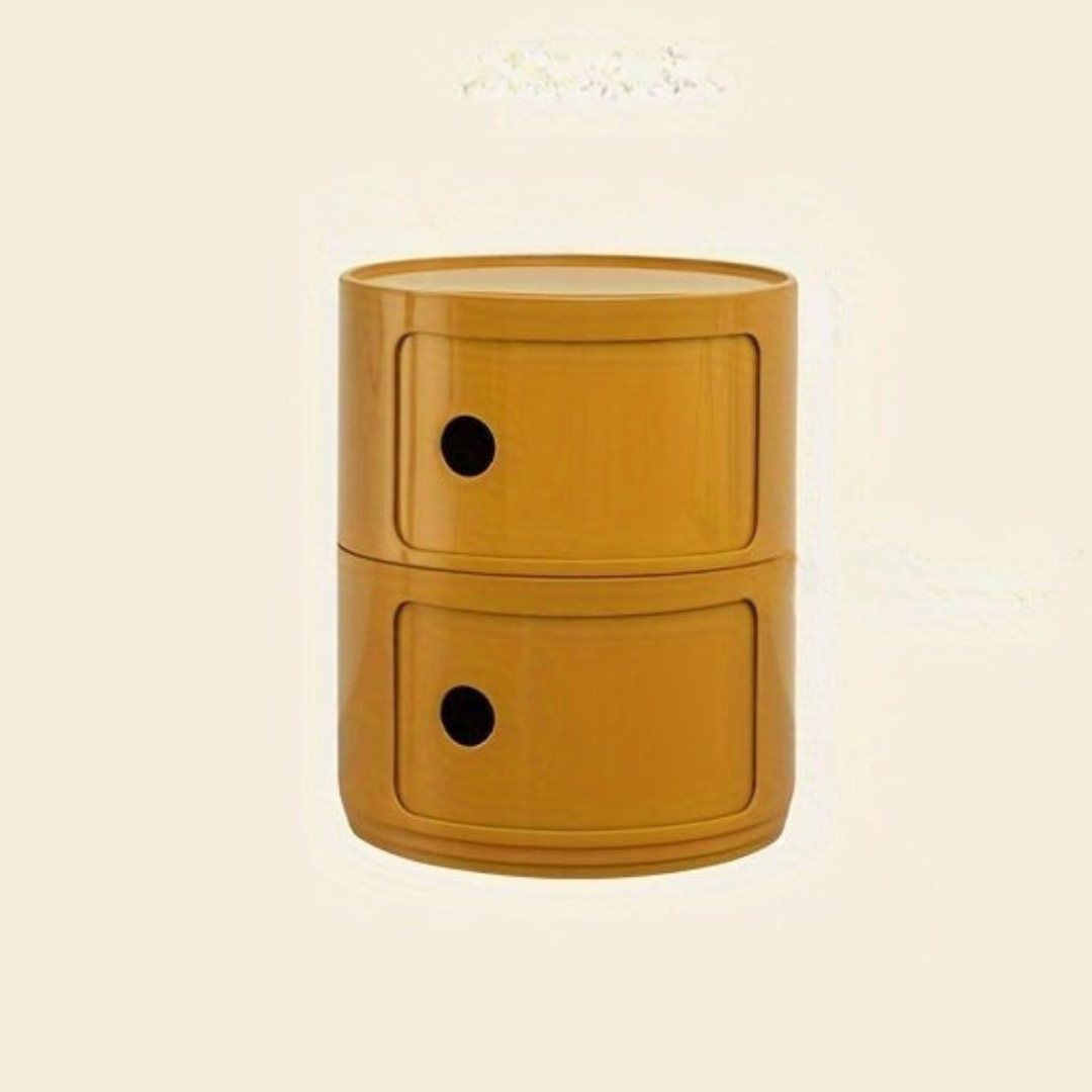 Bedside Table with Round Plastic Storage Drawers