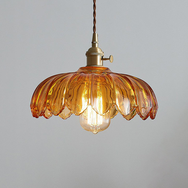 Glas-Hängeleuchte Vintage Blumen Deckenlampe