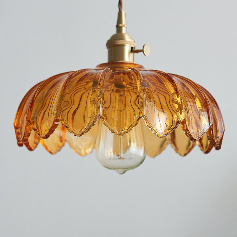 Glas-Hängeleuchte Vintage Blumen Deckenlampe
