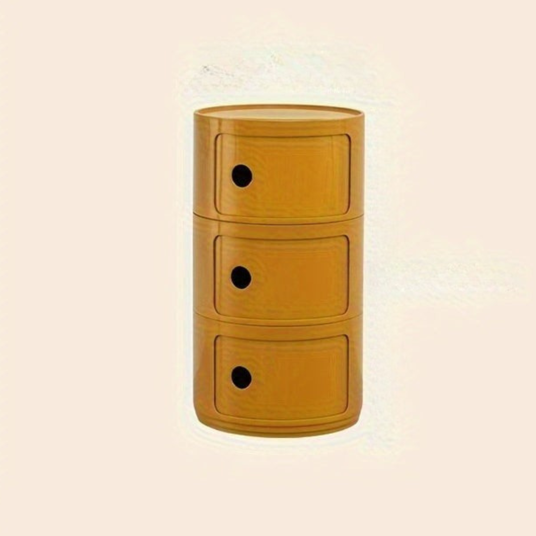 Bedside Table with Round Plastic Storage Drawers
