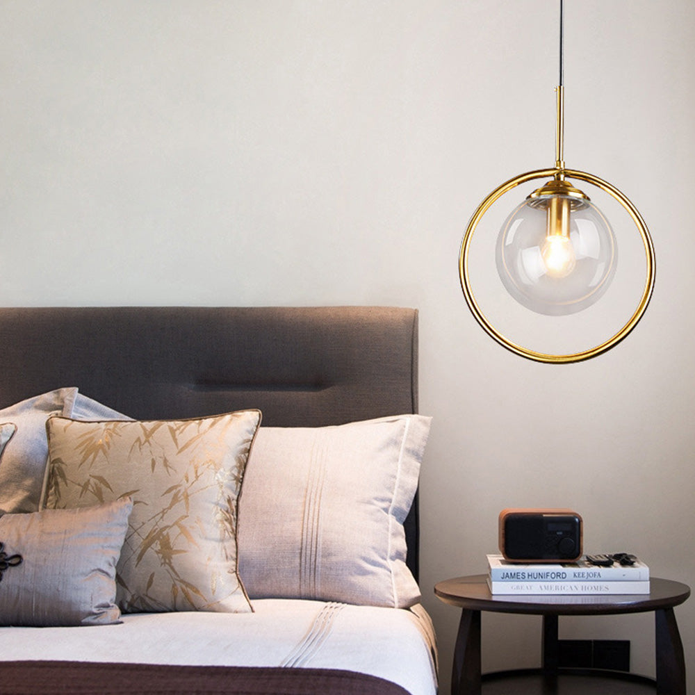 Glass Pendant Light with Gold Frame Finish