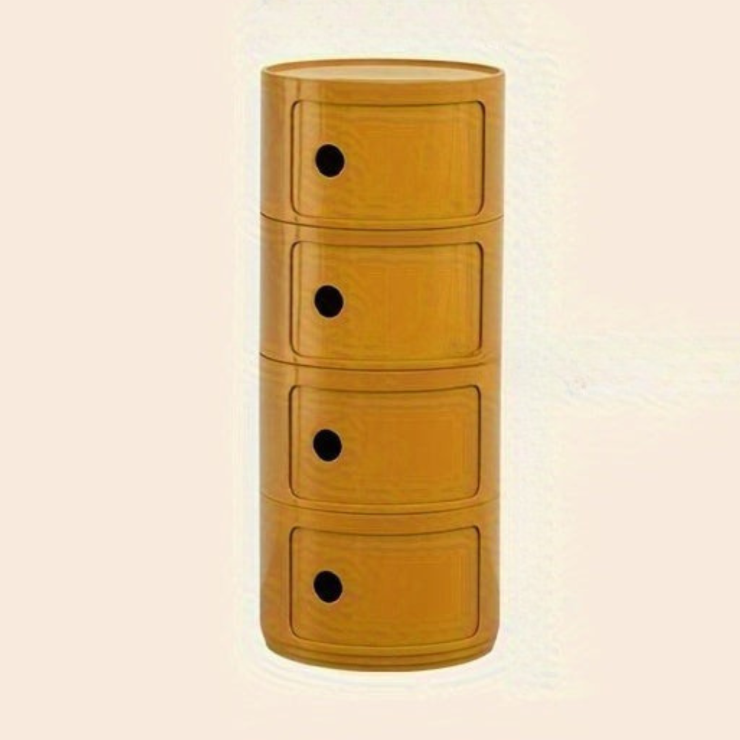 Bedside Table with Round Plastic Storage Drawers