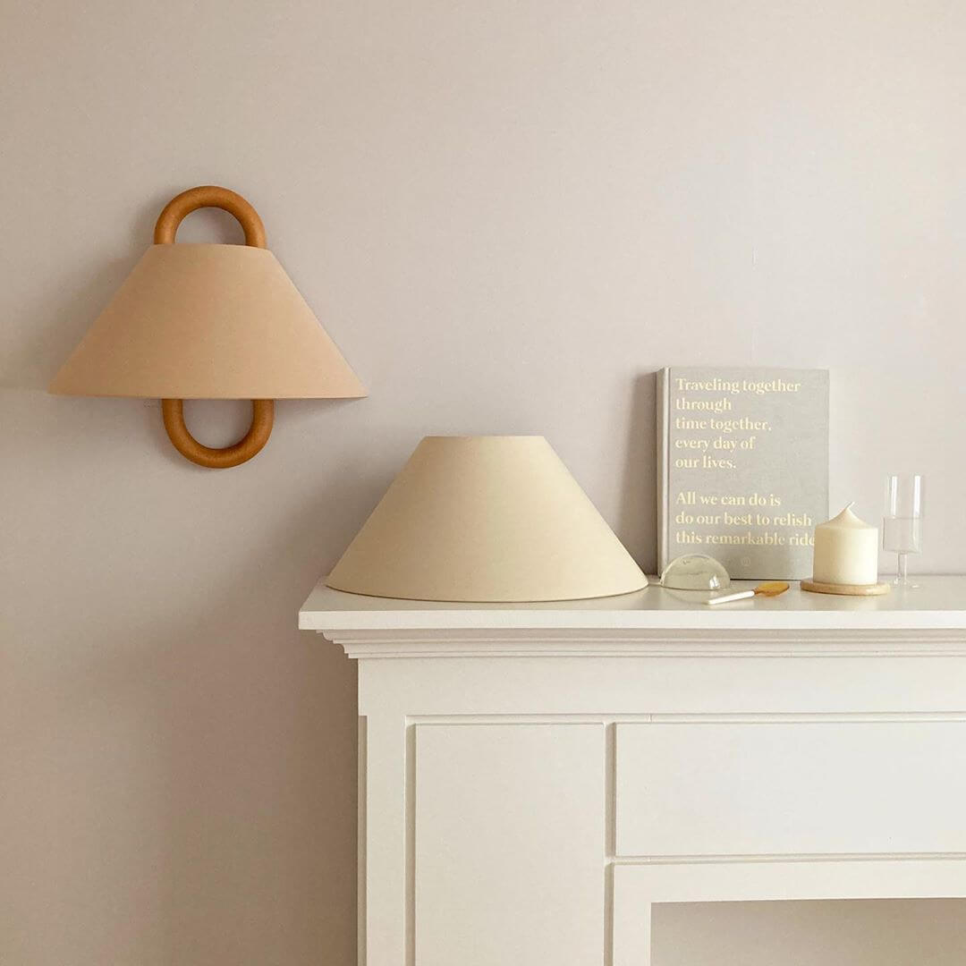 Wandlampe Modern Holz Stoff Wandleuchte Lampe
