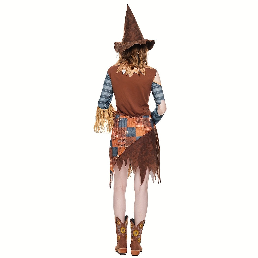 Women’s Off Shoulder Halloween Scarecrow Costume Dress | Mini