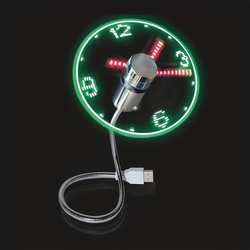 Wentylator biurkowy USB z wyświetlaczem zegara LED