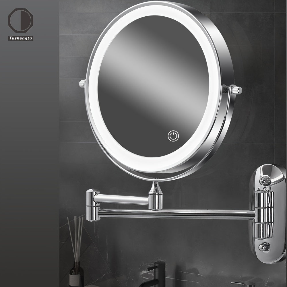 Wall Mirror with LED Light and Magnifier