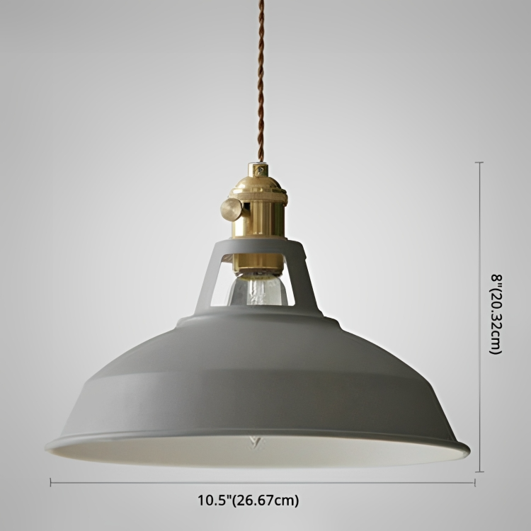 Lampada a sospensione industriale in ottone con paralume blu