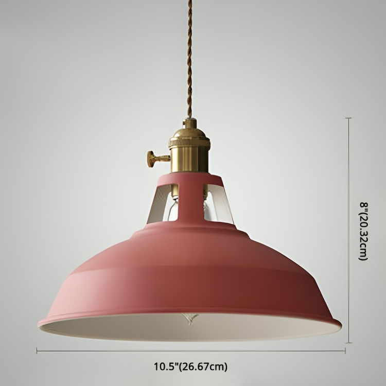 Lampada a sospensione industriale in ottone con paralume blu