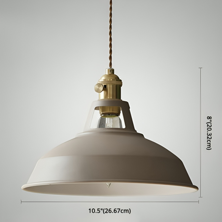 Lampada a sospensione industriale in ottone con paralume blu