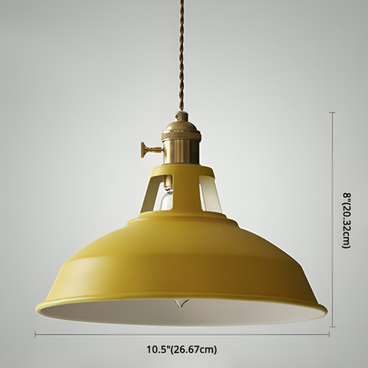 Lampada a sospensione industriale in ottone con paralume blu