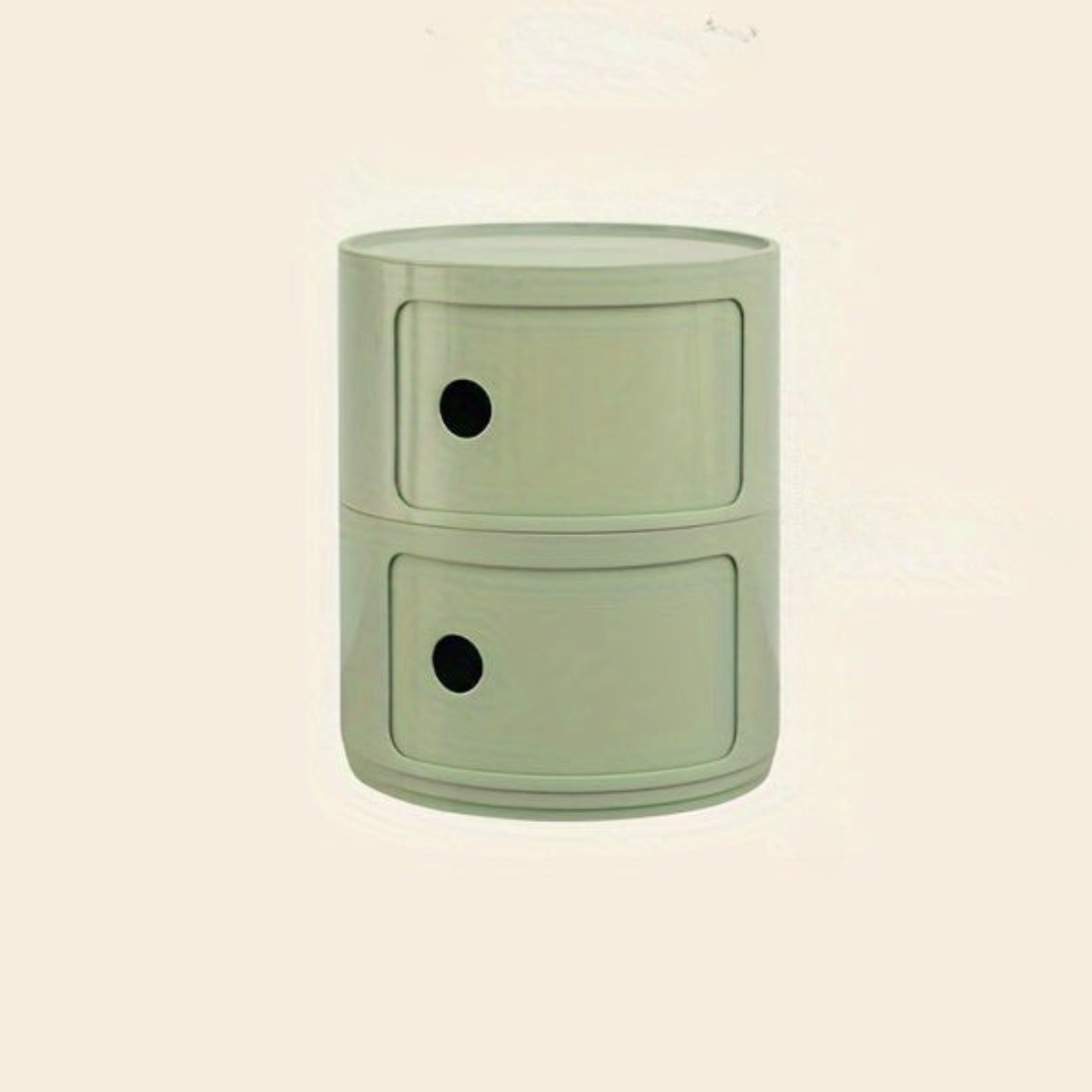 Bedside Table with Round Plastic Storage Drawers