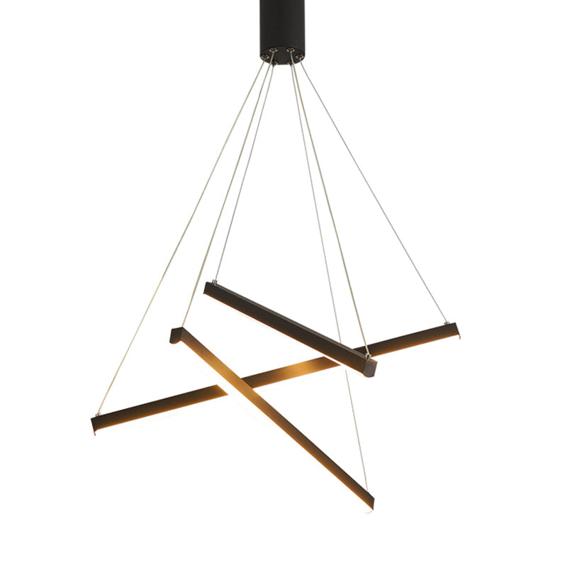 Lámpara de araña moderna de metal negro con LED