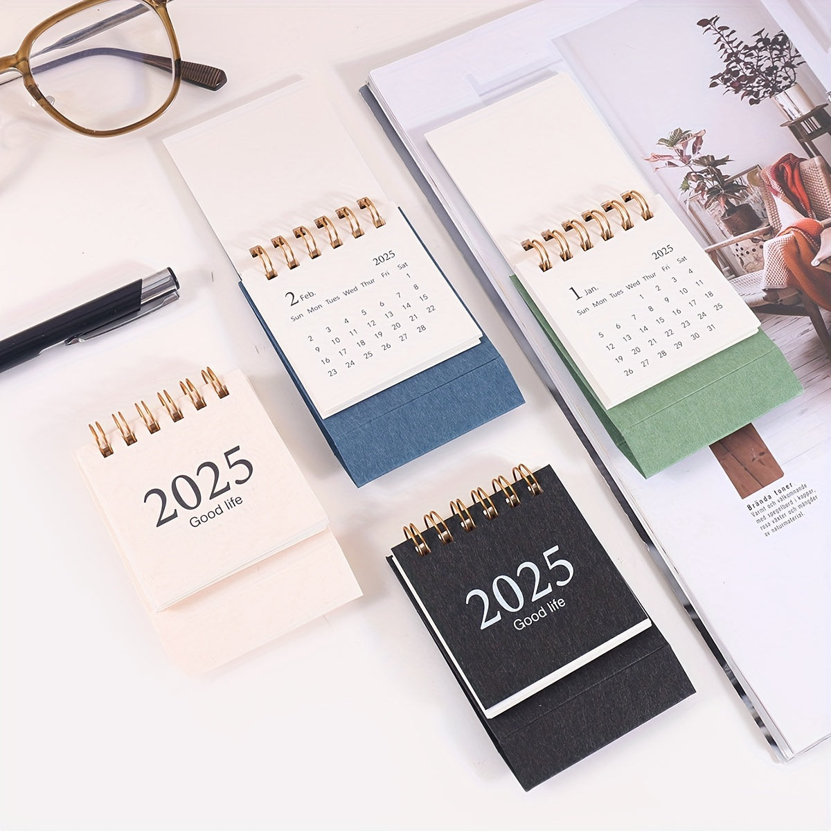 Calendario de escritorio con soporte espiral planificador