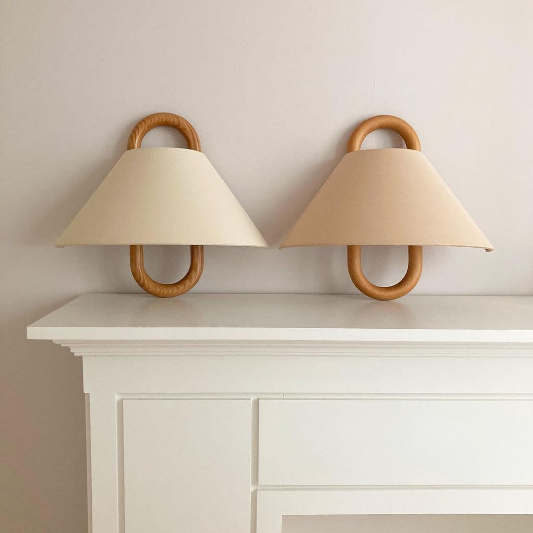 Wandlampe Modern Holz Stoff Wandleuchte Lampe