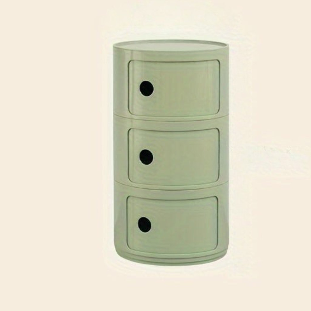 Bedside Table with Round Plastic Storage Drawers