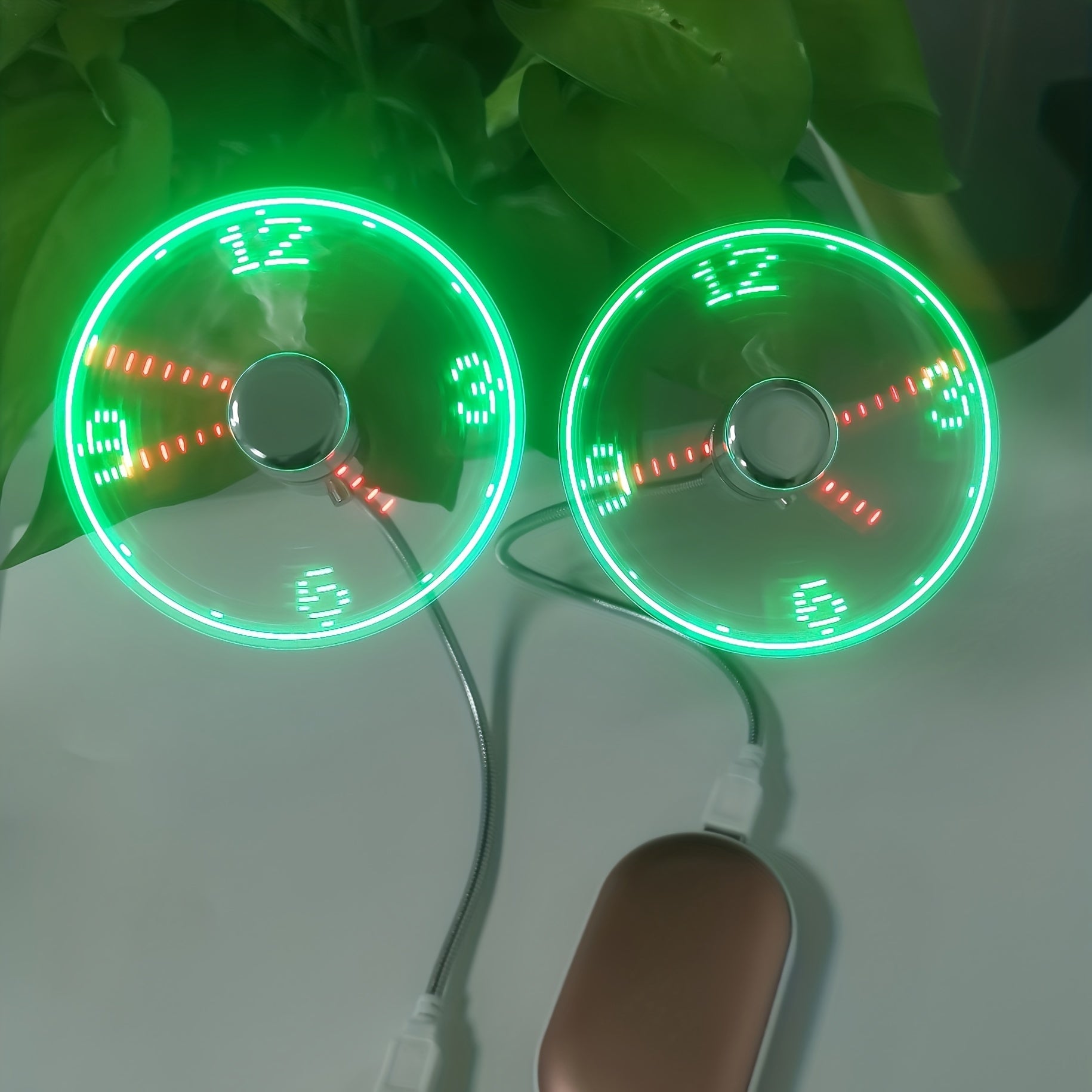 Wentylator biurkowy USB z wyświetlaczem zegara LED
