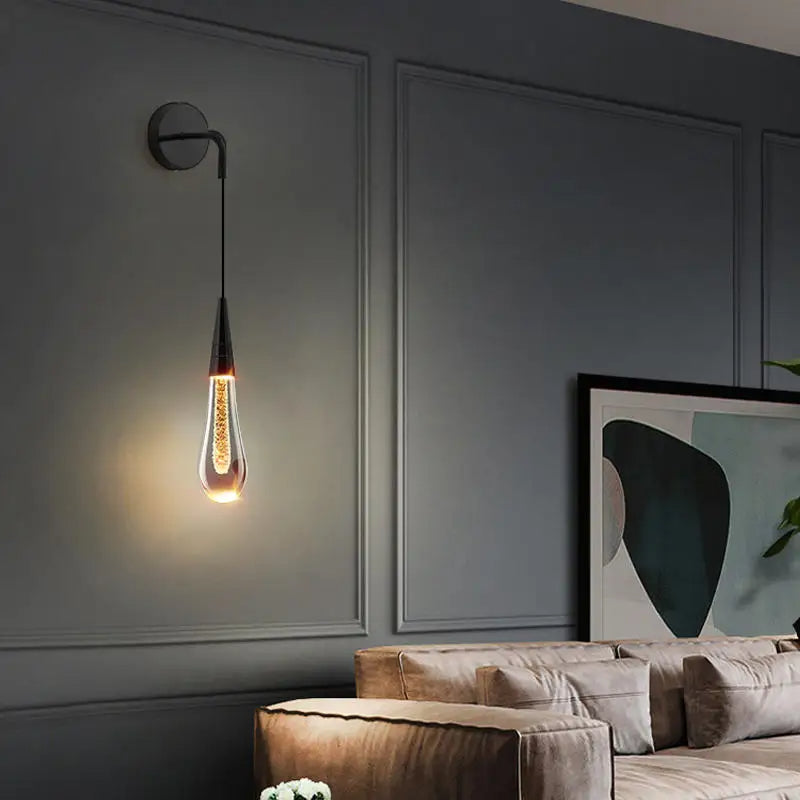 Lámpara de Pared de Cristal Diseño Moderno en Dorado Gota