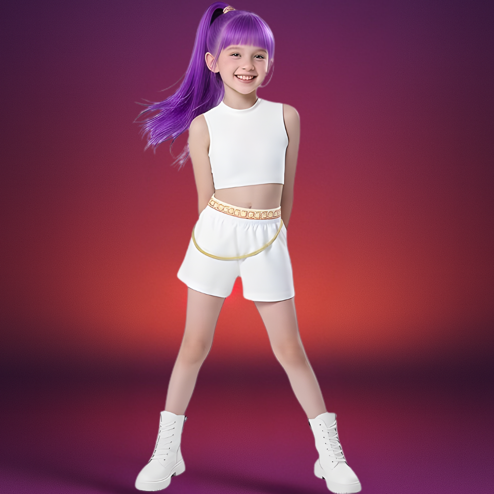 Costume Kpop Halloween pour enfants Robe de star de la pop Imprimé paillettes Tenue de scène pour performance