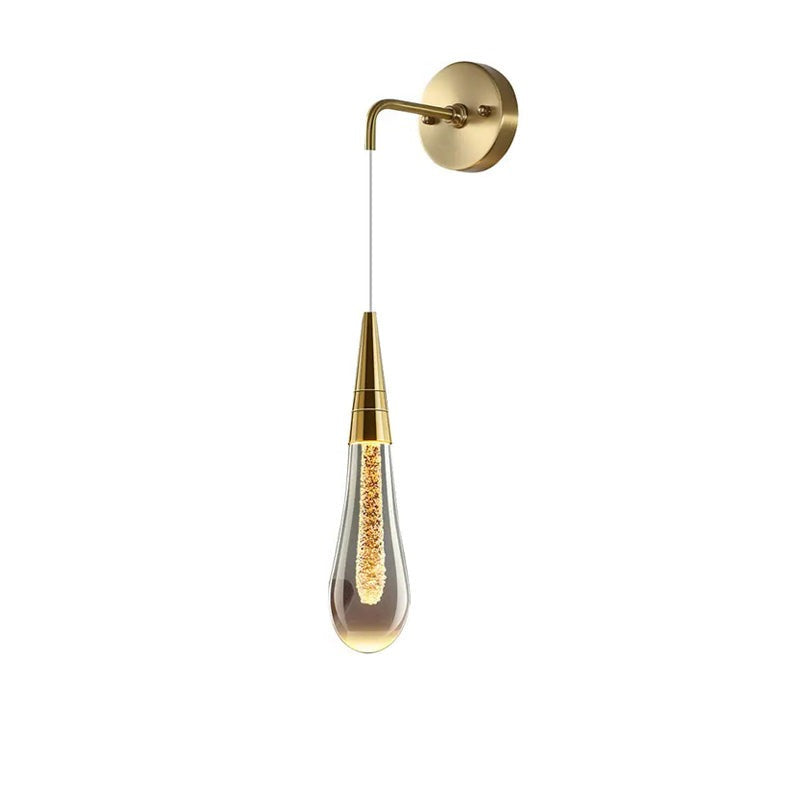 Glass Wall Light Modern Gold Drop Design