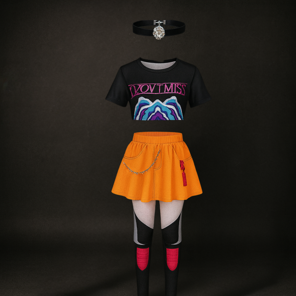 Costume Kpop Halloween pour enfants Robe de star de la pop Imprimé paillettes Tenue de scène pour performance