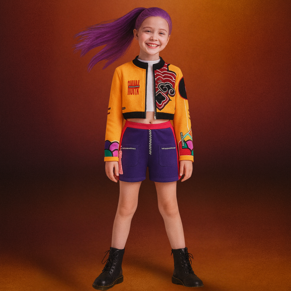 Costume Kpop Halloween pour enfants Robe de star de la pop Imprimé paillettes Tenue de scène pour performance