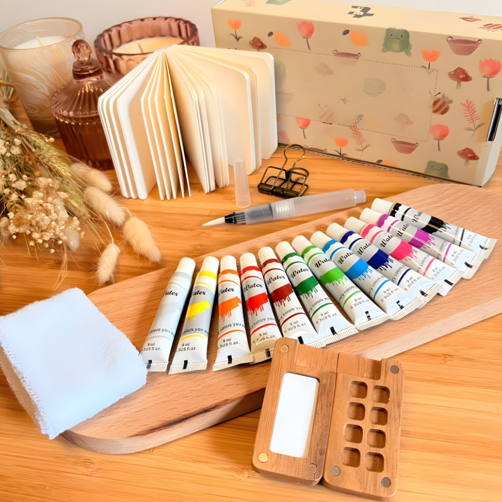 Set de viaje de acuarelas Kit de arte portátil Pinturas premium compactas