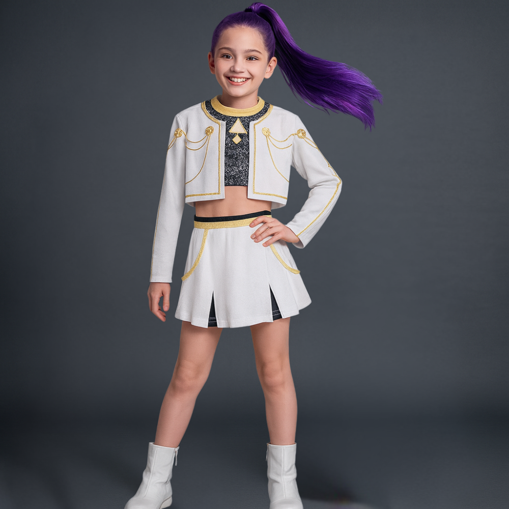 Costume Kpop Halloween pour enfants Robe de star de la pop Imprimé paillettes Tenue de scène pour performance