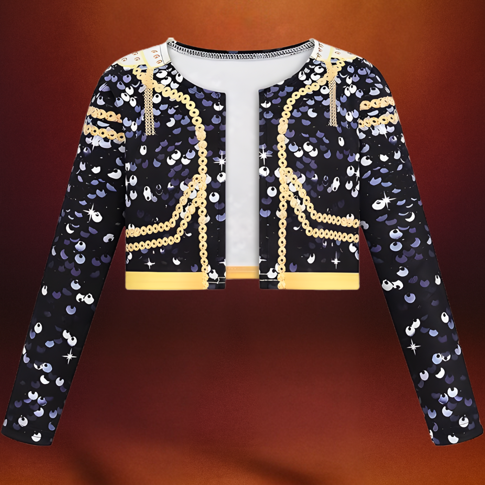 Costume Kpop Halloween pour enfants Robe de star de la pop Imprimé paillettes Tenue de scène pour performance