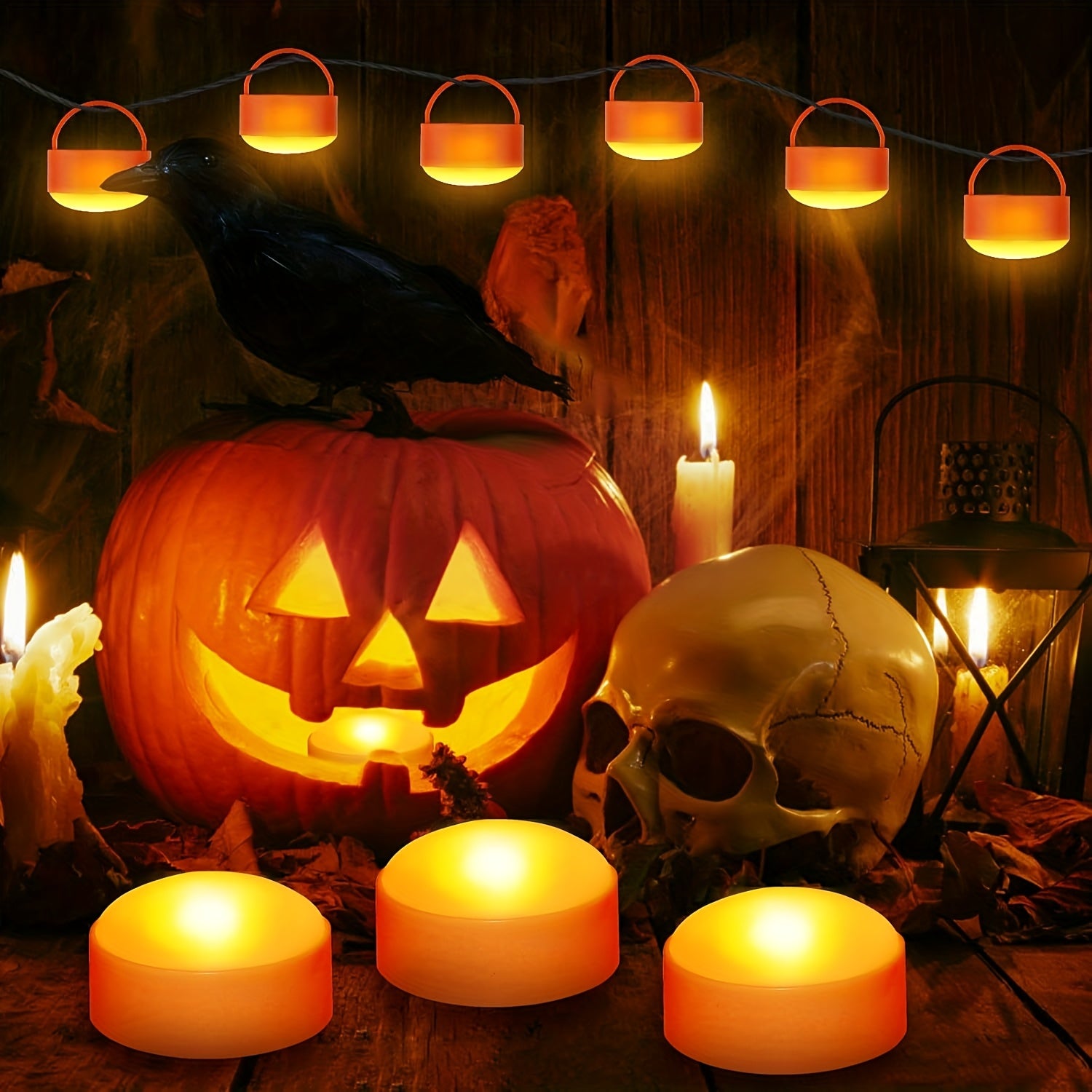 Luci Jack-O-Lantern senza fiamma a batteria | Candele LED a tè