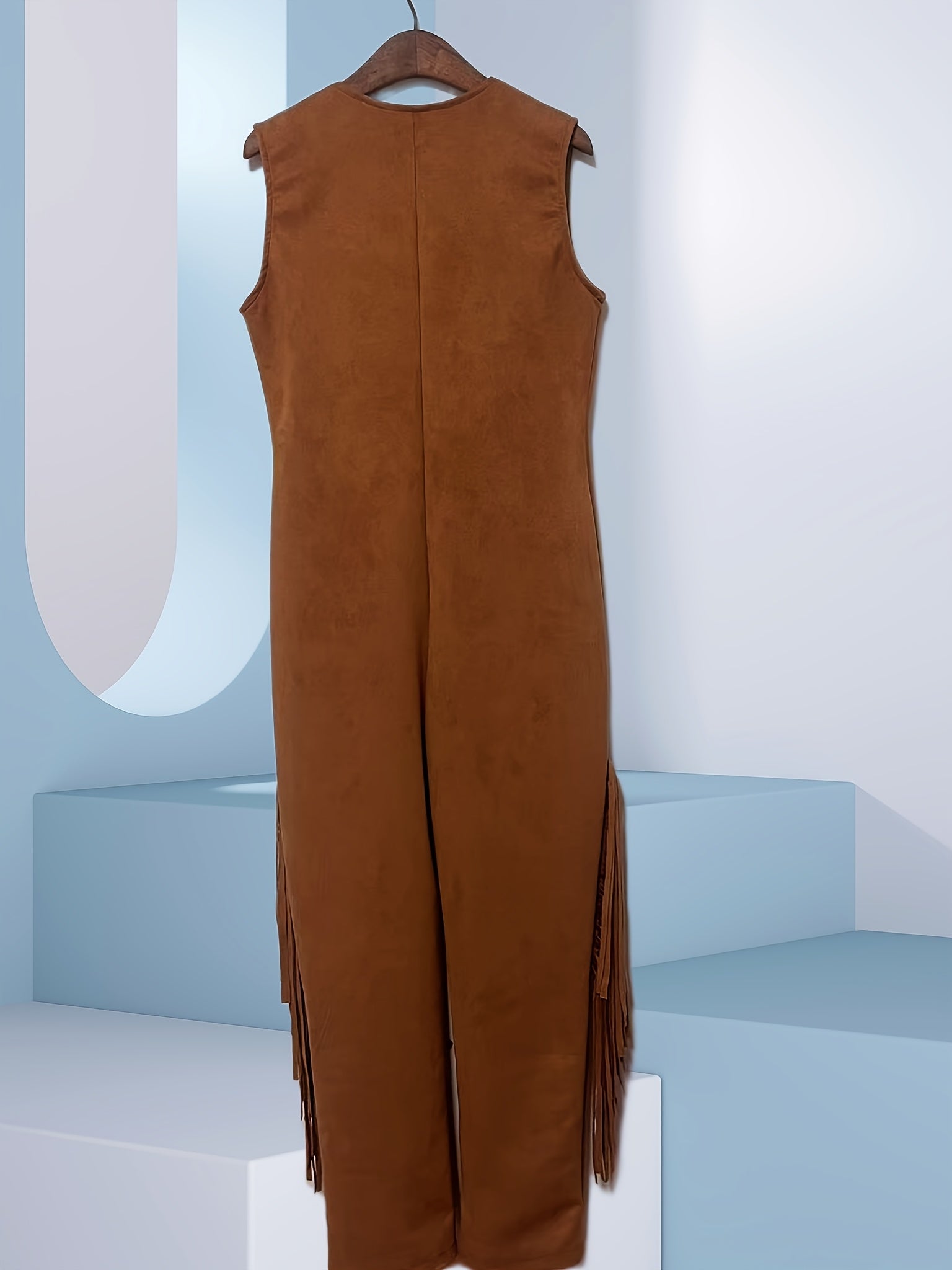 Western Halloween Cowgirl Costume Jumpsuit | Suede Fringe Sleeveless