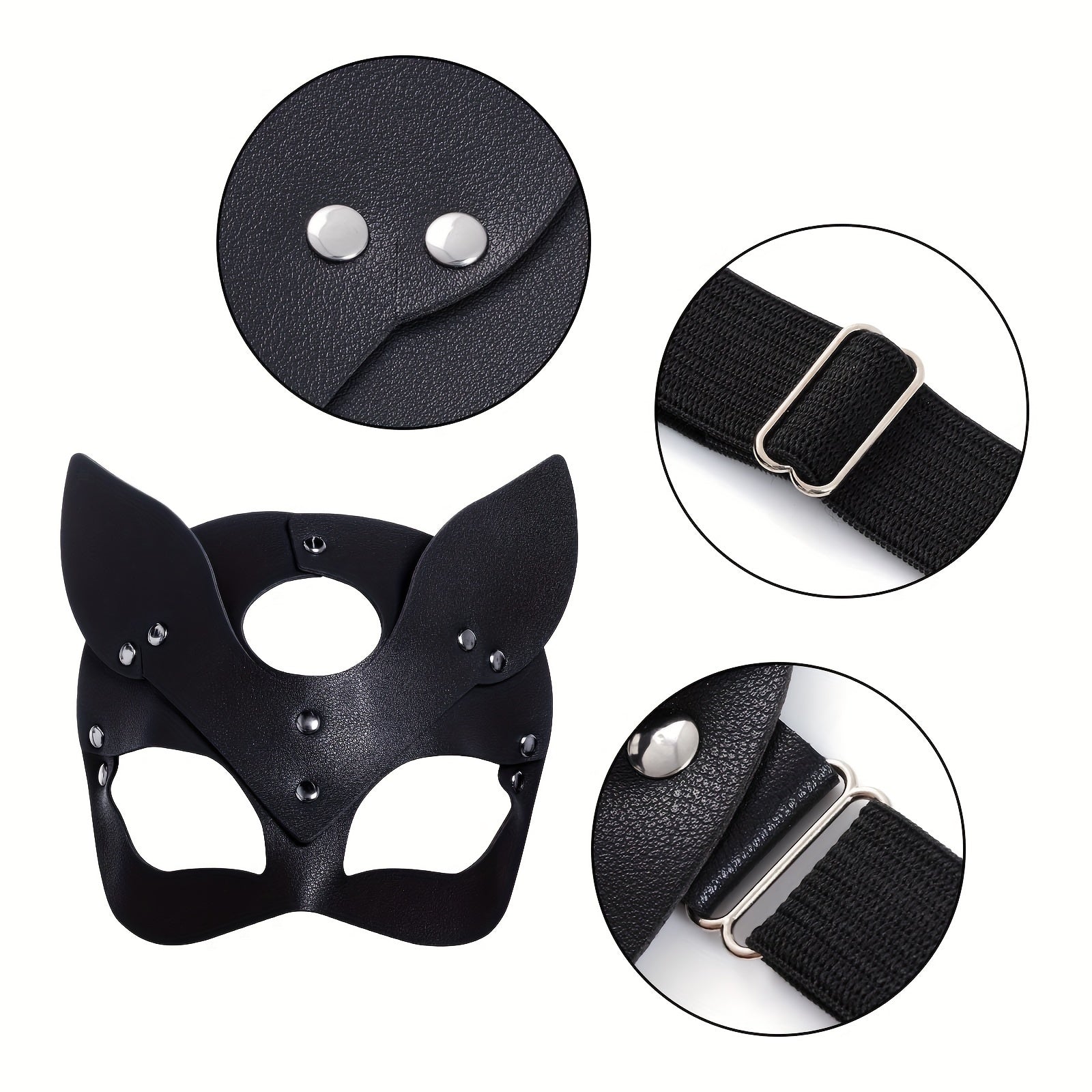 Accesorios de disfraz de Halloween para mujer de cuero sintético | Máscara de gato Guantes