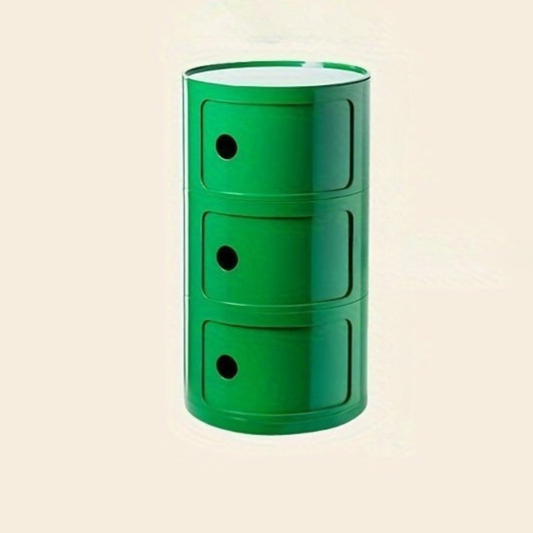 Bedside Table with Round Plastic Storage Drawers