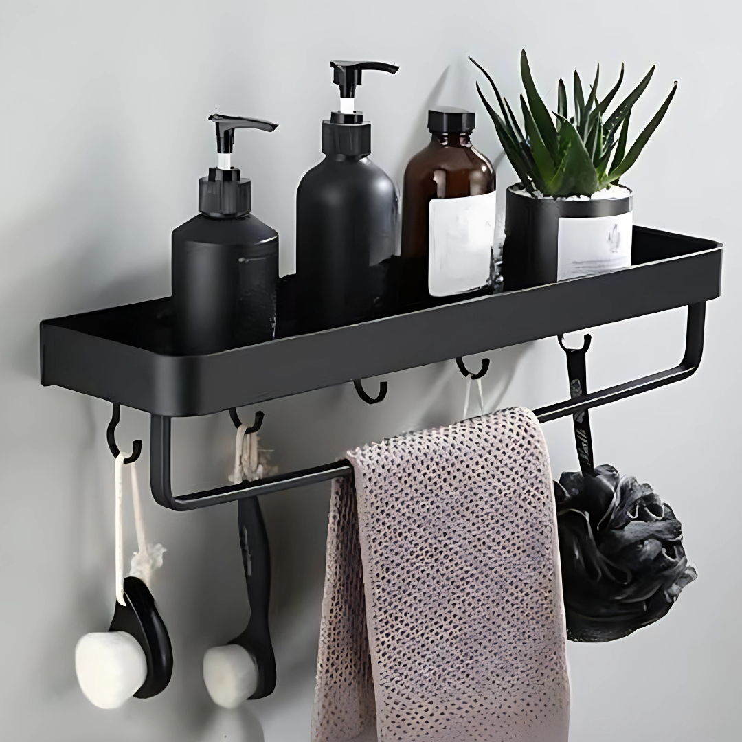Estante de Pared de Metal para Baño Almacenamiento Moderno