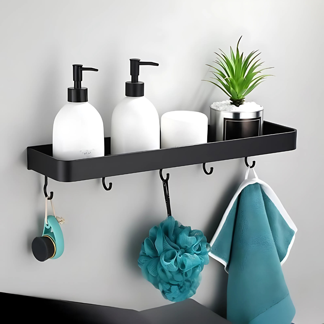 Estante de Pared de Metal para Baño Almacenamiento Moderno