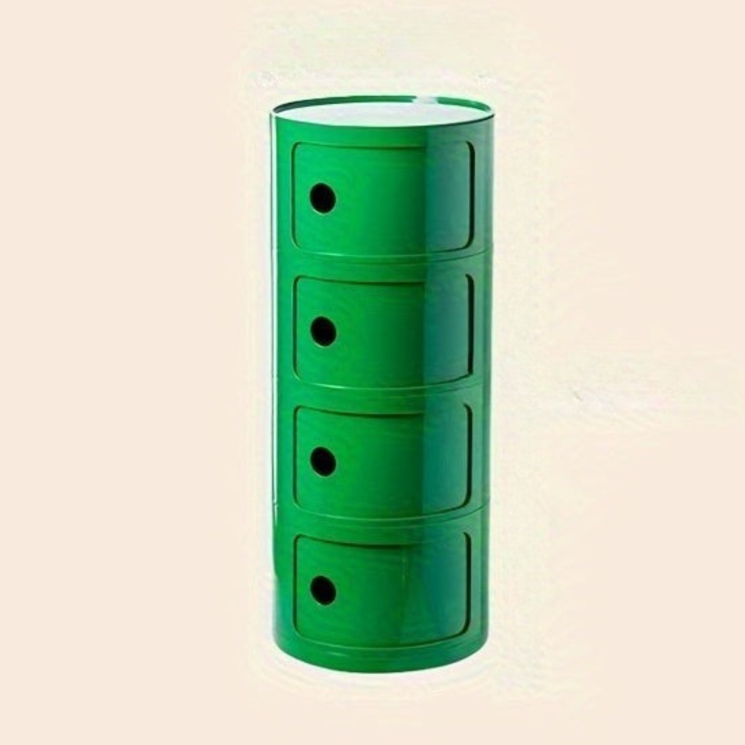 Bedside Table with Round Plastic Storage Drawers