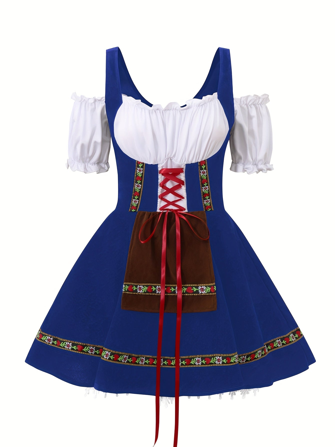 Sukienka damska plus size bawarski kostium na Halloween | Mini z bufkami